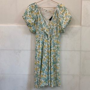 Lucy Paris Puff Sleeve Floral Print Dress